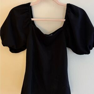 Chelsea28 Black Puff Sleeve Square Neck Top